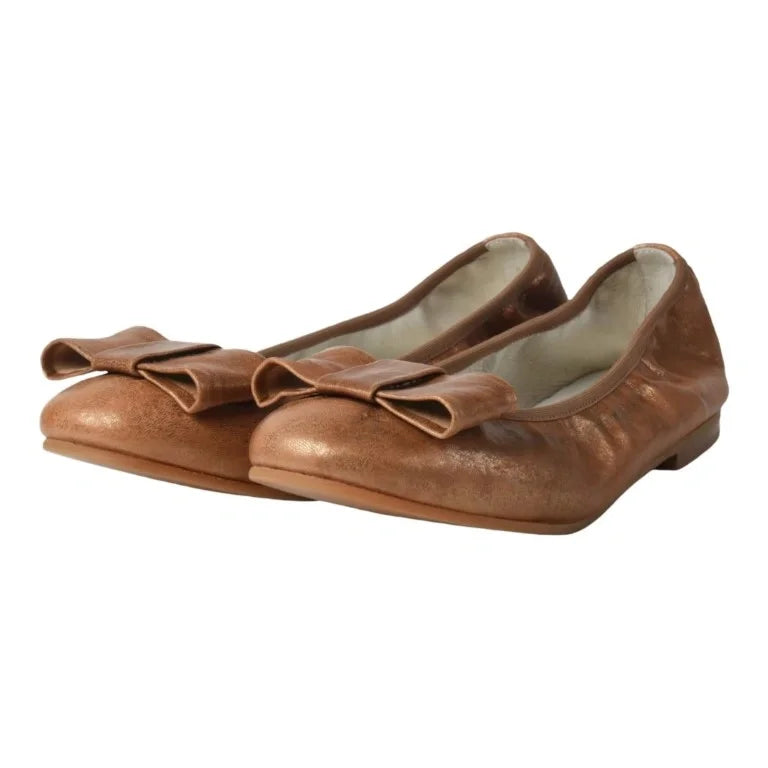 1412 - Tan Soft Leather Flats for Girl/Teen/Women by London Kids