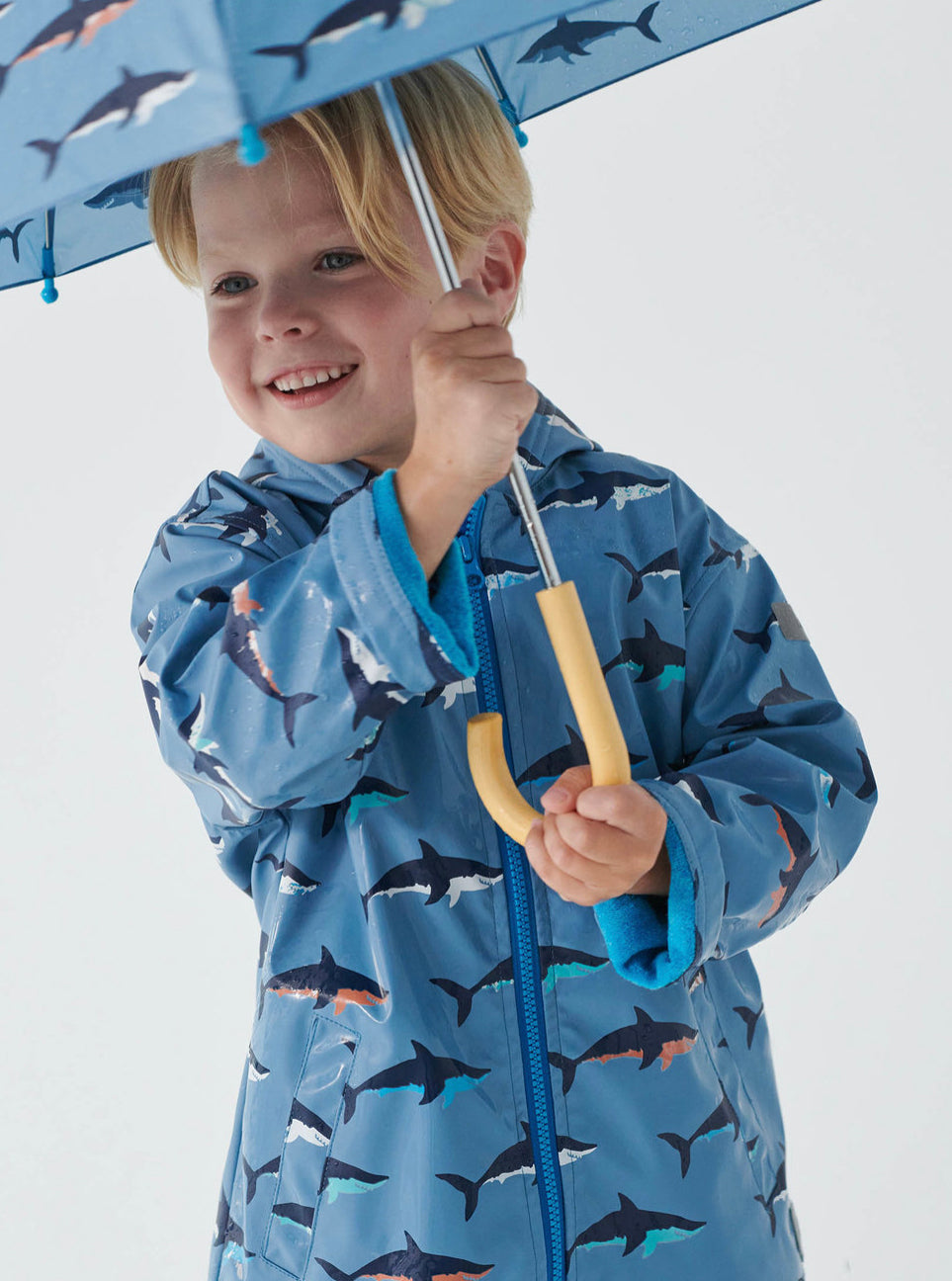 Blue Shadow Swimming Sharks Color Changing Splash Jacket - Select Size