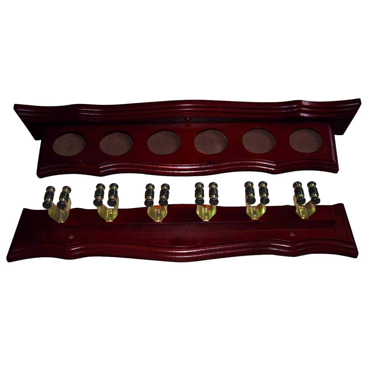Formula 6 Cue Wall Rack With Clips - Mahogany