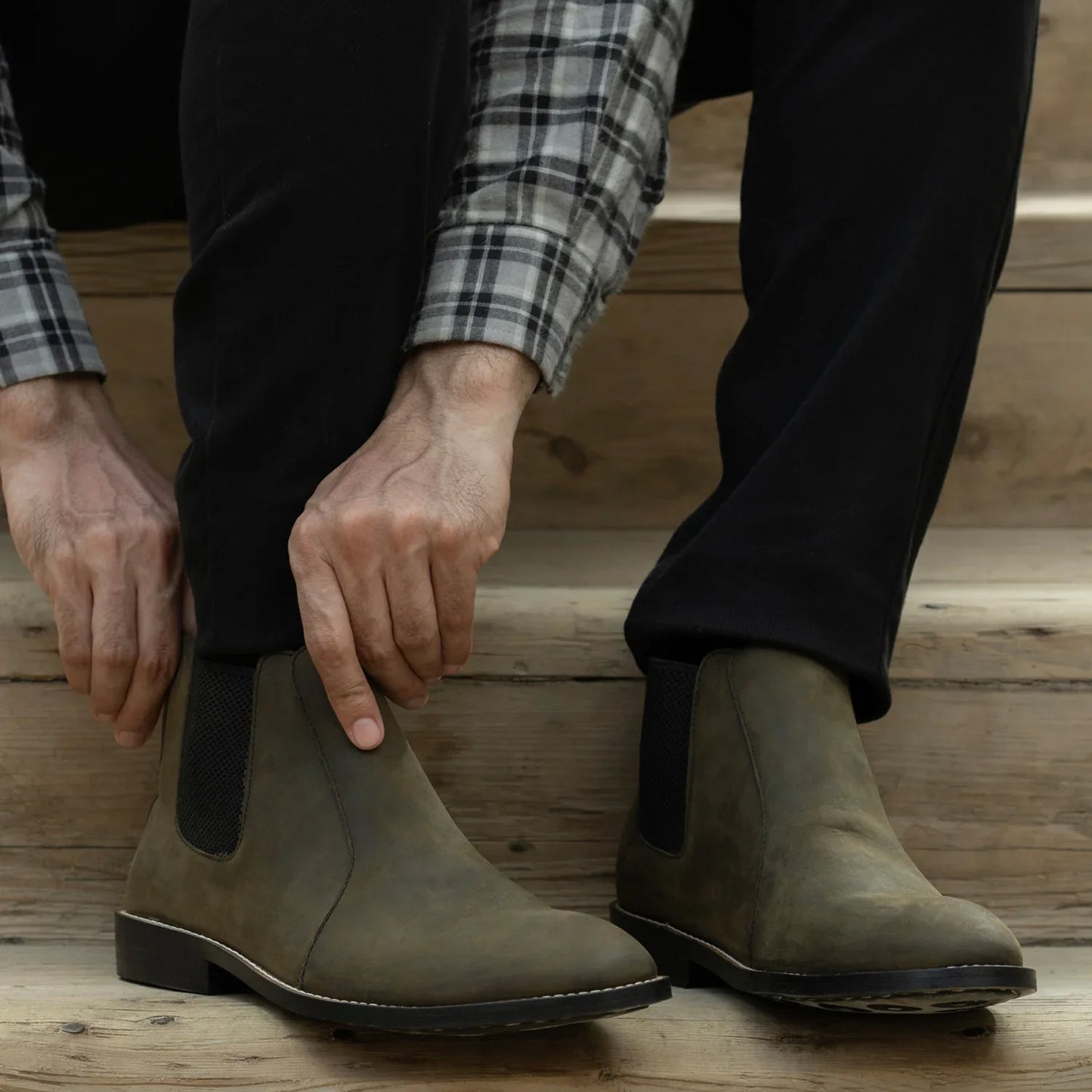 Clarkson Chelsea Olive Pullup Leather Boots - StudGuard
