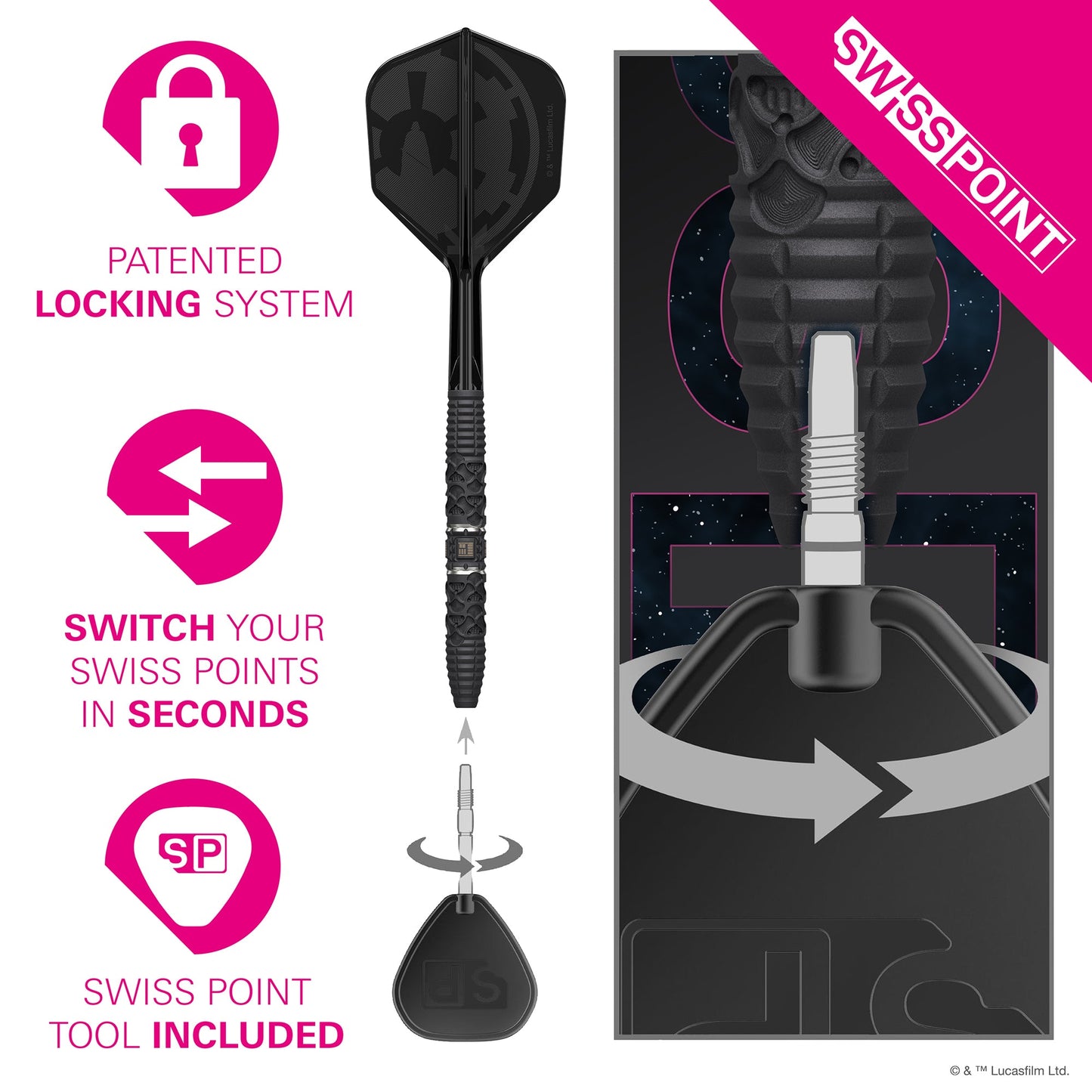 TARGET x STAR WARS - 24g - Darth Vader - Steel Tip Swiss Point - 95% Tungsten Darts