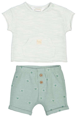 Green/White Stripe Shirt & Short Set - Select Size