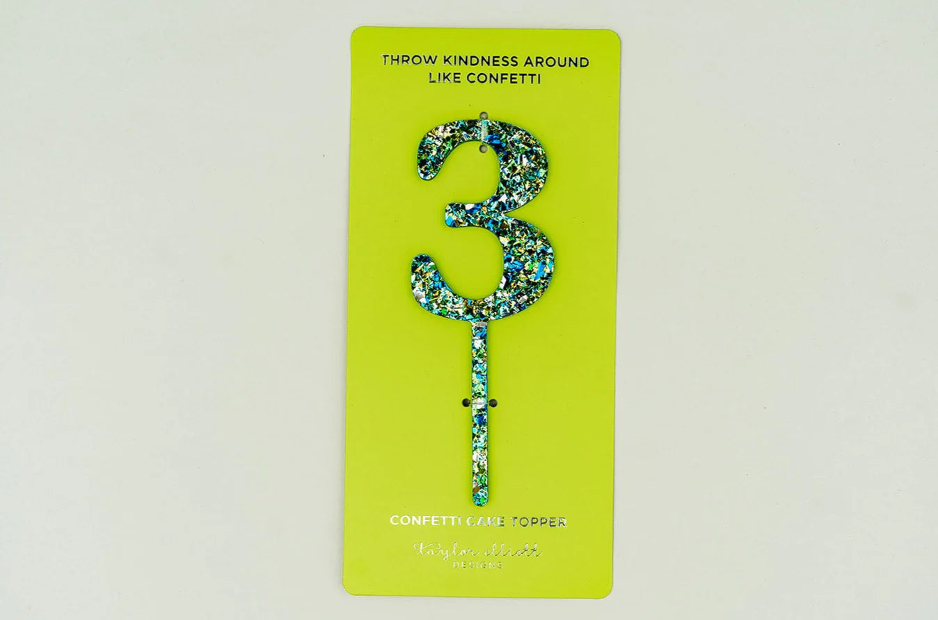 Blue/Green Confetti Cake Topper - 3