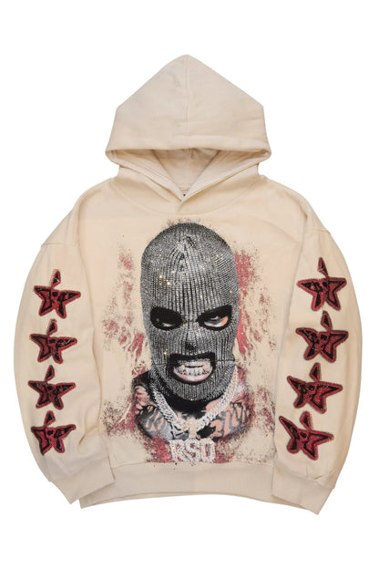 Ahsiyah Beige Rhinestone Hoodie