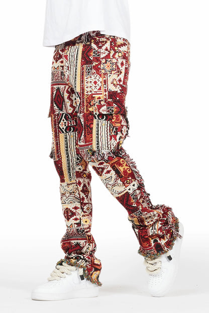 Ayami Pink Slim Tapestry Flare Jean