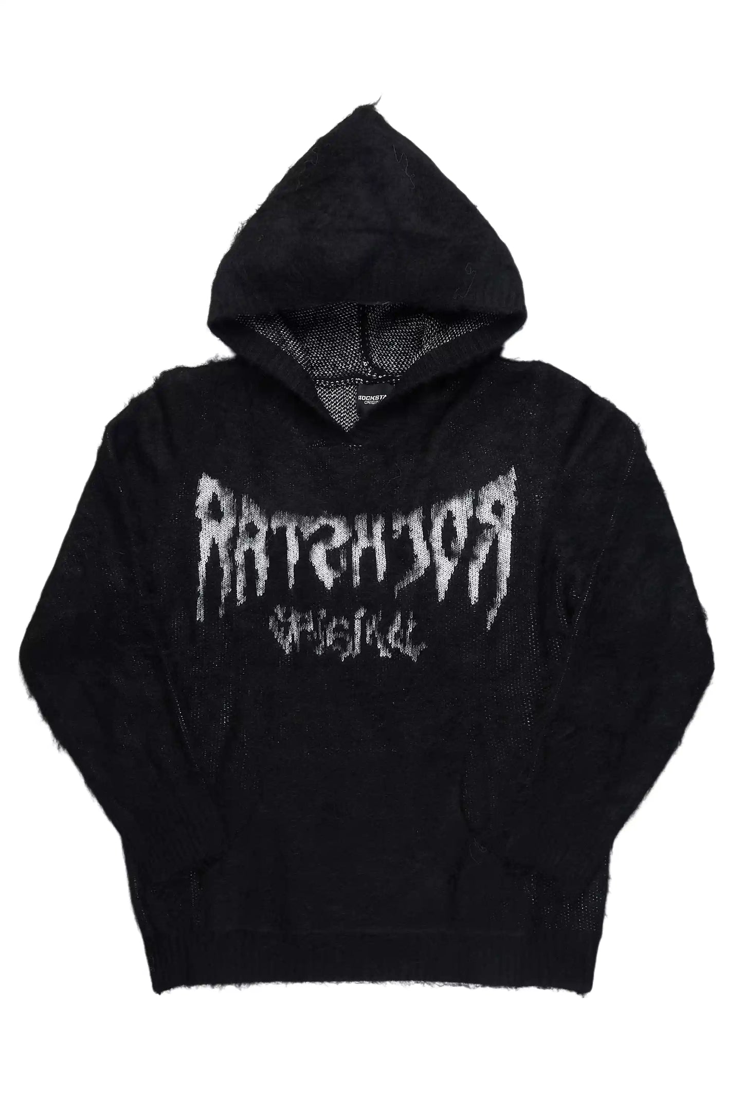 Andreas Black Reflected Graphic Knitted Hoodie