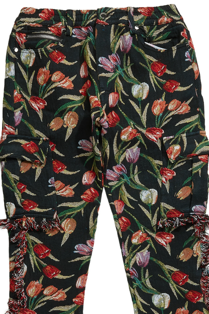 Ayami Black Slim Tapestry Flare Jean