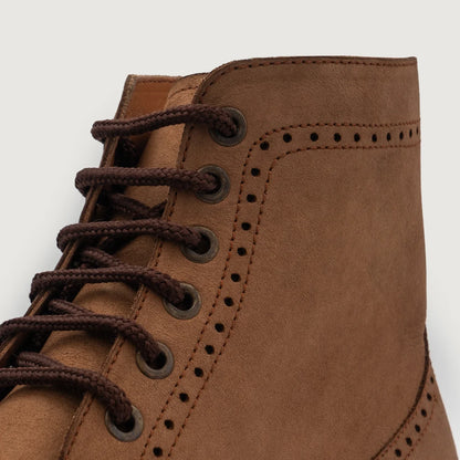 Duster Brogues Derby Brown Nubuck Leather Boots