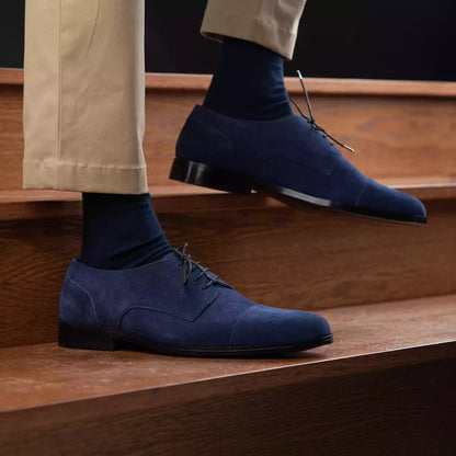 Attorney Derby Midnight Blue Suede Leather Shoes