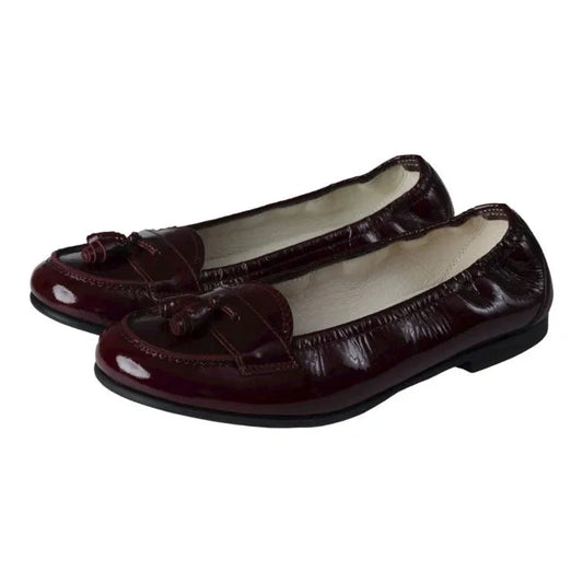 1456 - Bordo Patent Leather Flat Loafer for Girl by London Kids