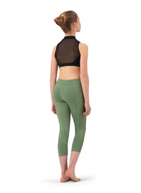 CZ4195- Sadie Girls Zip Front Mock Front Crop Top (Black) - Select Size