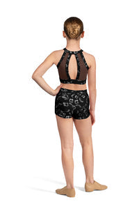 CR5224 - Girls Black V-Front Print Short - Select Size