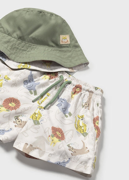 Beige Swim Shorts and Bucket Hat - Select Size