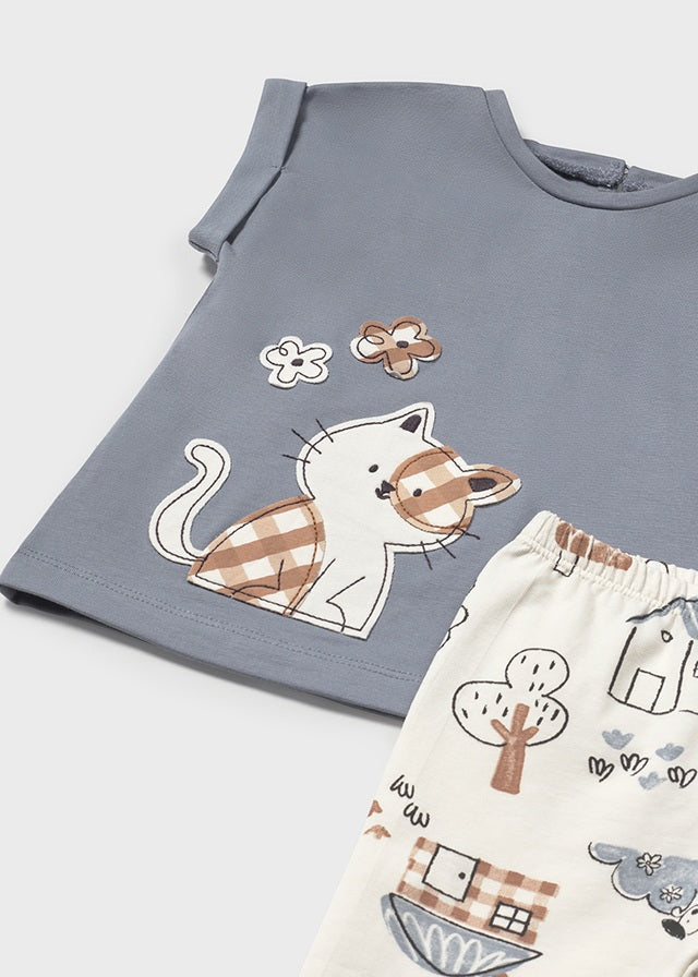 Charcoal Cat Shirt & Leggings Set - Select Size