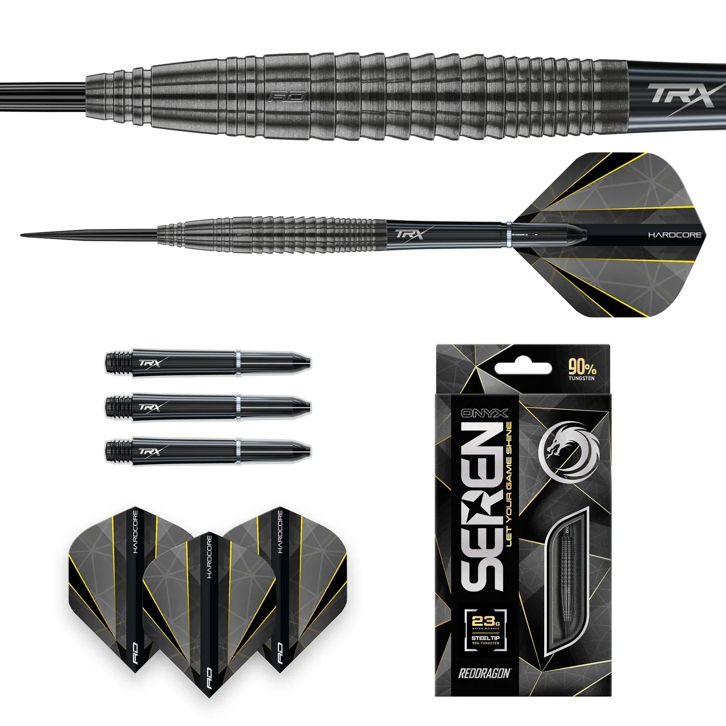 RED DRAGON - Seren 4 Onyx Black Darts - 90% Tungsten - 23g