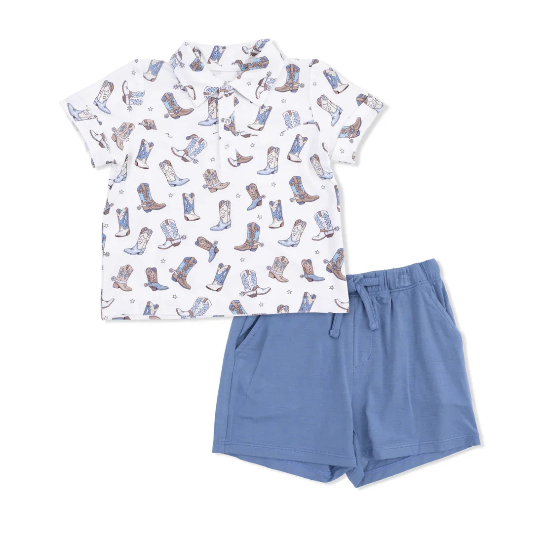 Cowboy Boots Polo Shirt & Short Set - Select Size