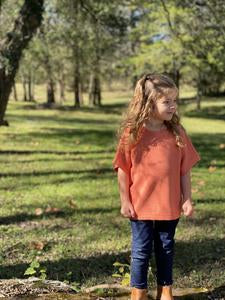 Fiona Girlsâ Pumpkin Short Sleeve Sweater - Select Size