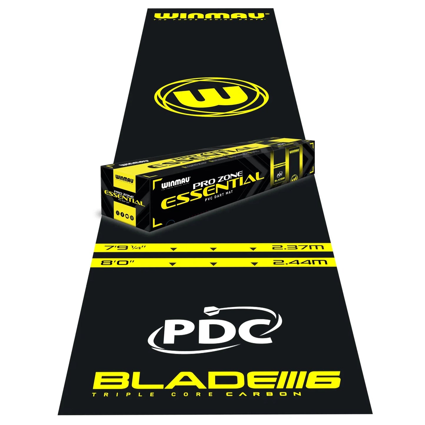 WINMAU - PRO ZONE Essential PVC DART MAT - BLACK and YELLOW