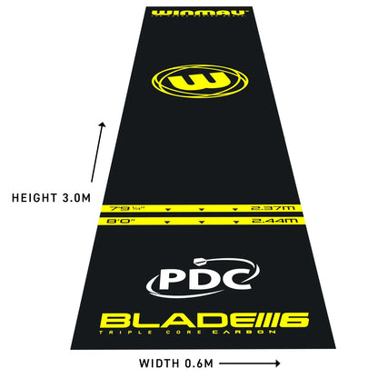 WINMAU - PRO ZONE Essential PVC DART MAT - BLACK and YELLOW