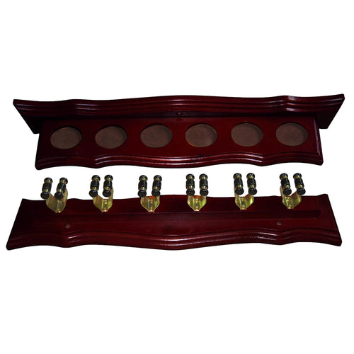 Formula 6 Cue Wall Rack With Clips - Mahogany