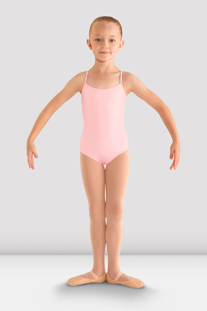 CL8097 - Girls Begonia Flower Mesh Back Cami Candy Pink Leotard - Select Size