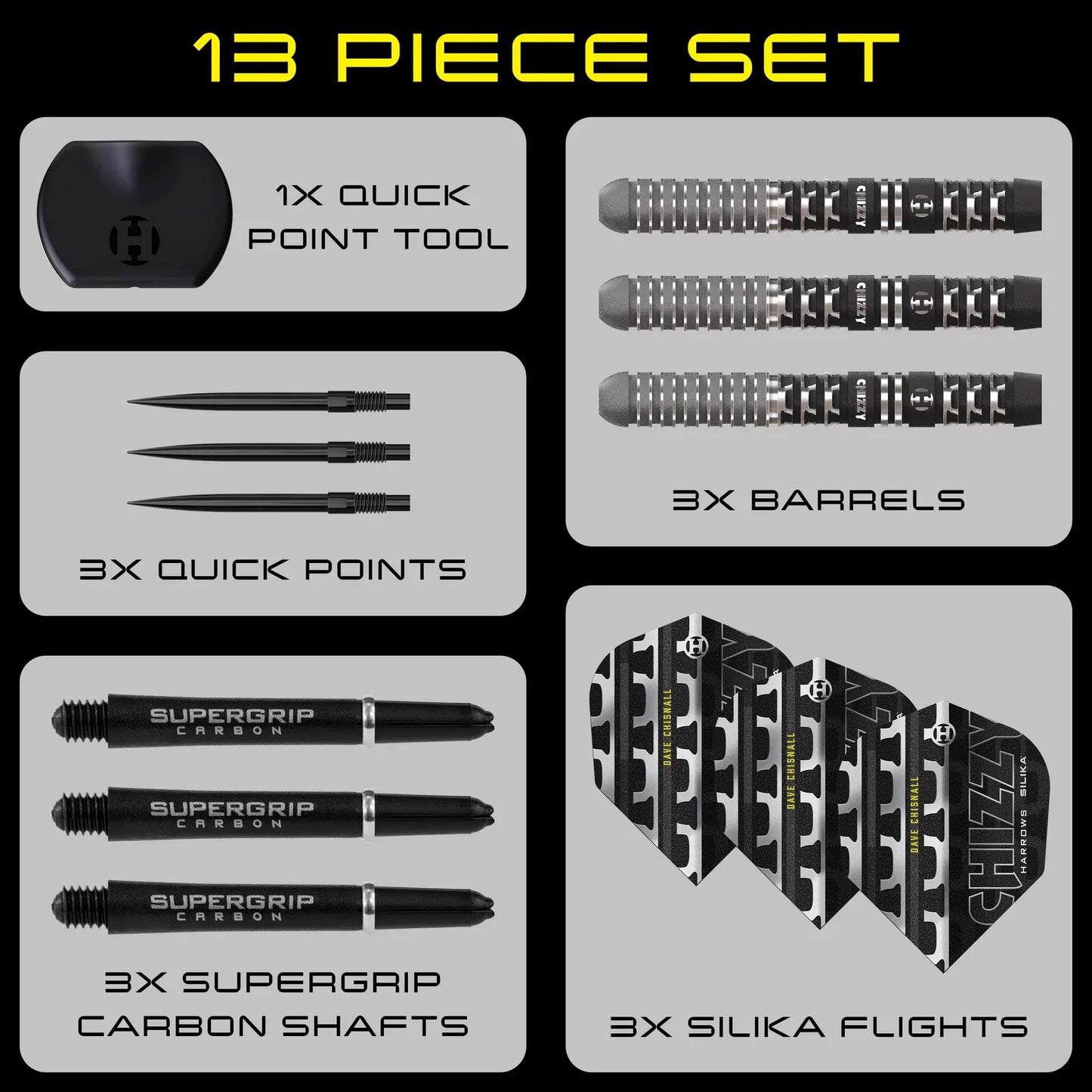 HARROWS - CHIZZY S4 QUICK POINTDarts - 90% Tungsten - 22g