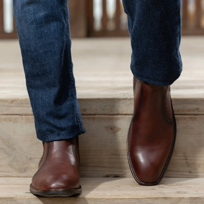 Clarkson Chelsea Brown Burnished Leather Boots - StudGuard