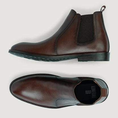 Clarkson Chelsea Brown Burnished Leather Boots - StudGuard