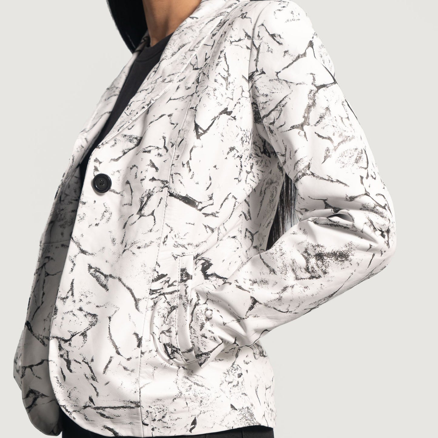 Donna Blake White Leather Blazer