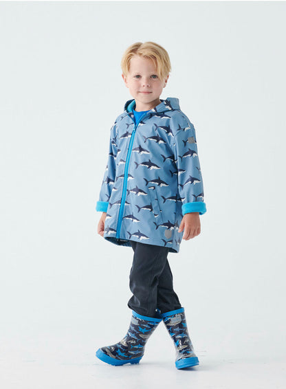 Blue Shadow Swimming Sharks Color Changing Splash Jacket - Select Size
