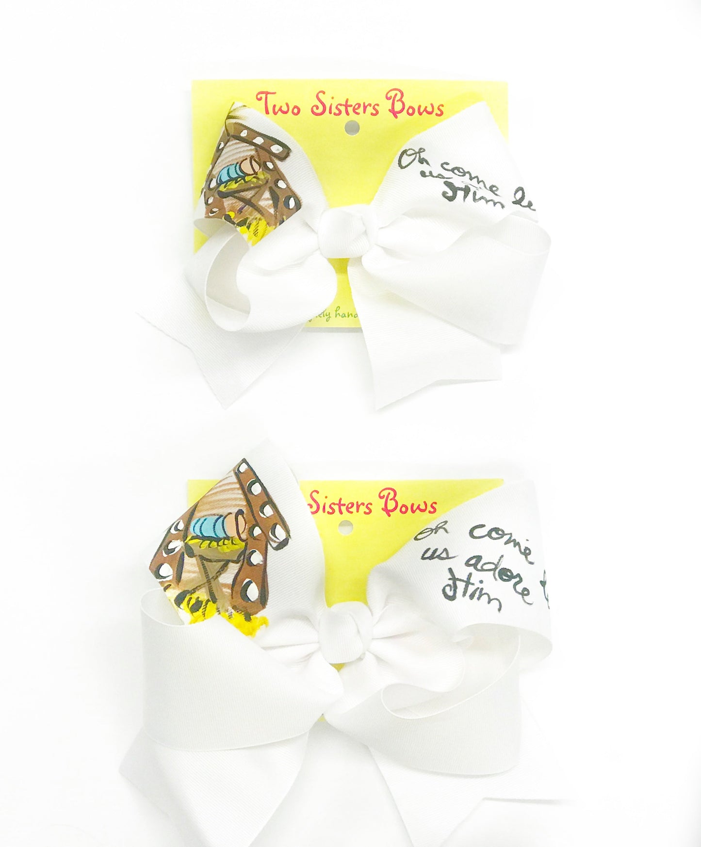 Adoration -Handpainted White Hair bow - Choose 6â or 8â