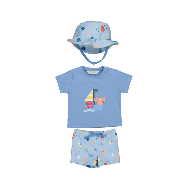 Blue Boat Bathing Bodysuit w/Hat - Select Size