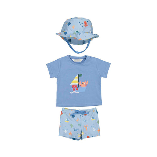 Blue Boat Bathing Bodysuit w/Hat - Select Size