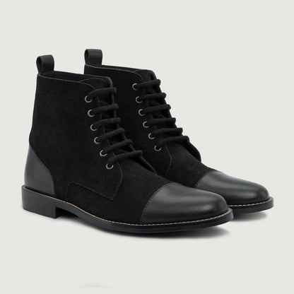 Knight Derby Hybrid Black Leather Boots - StudGuard