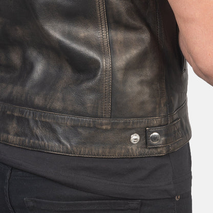 Atlas Moto Distressed Brown Leather Vest
