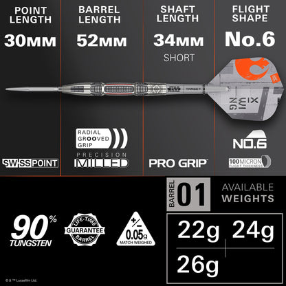 TARGET x STAR WARS - 24g - X WING - Steel Tip Swiss Point - 90% Tungsten Darts