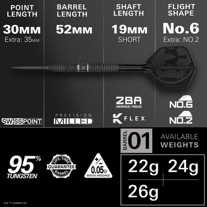 TARGET x STAR WARS - 24g - Darth Vader - Steel Tip Swiss Point - 95% Tungsten Darts