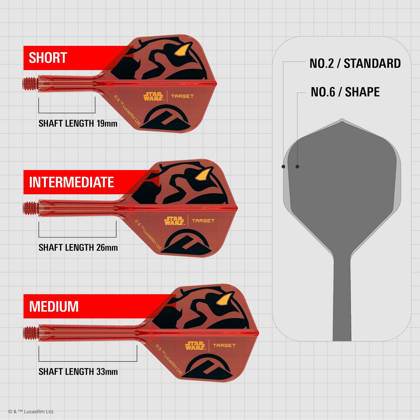 x STAR WARS - K-FLEX NO6 Shape - Darth Maul - All-In-One Moulded Flights