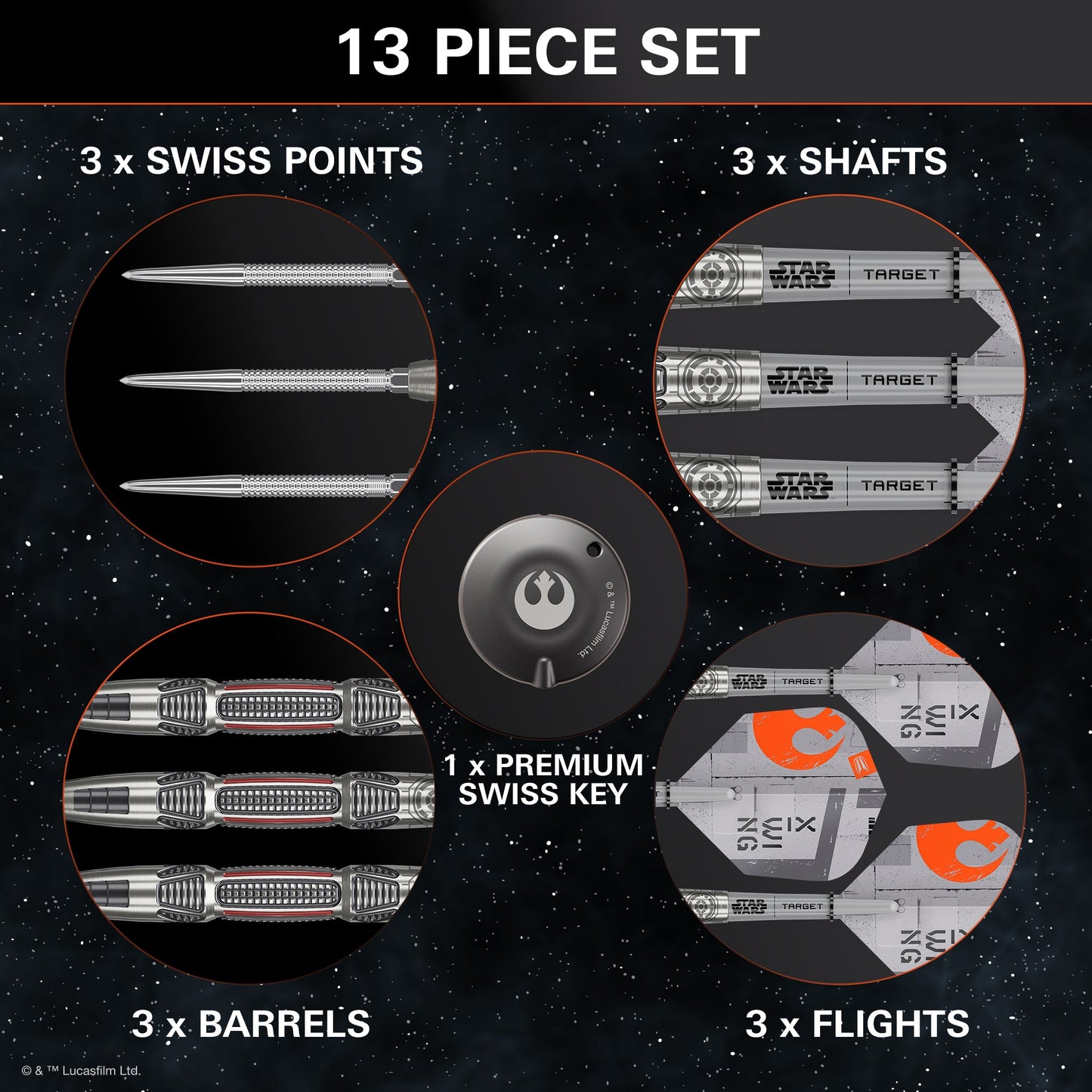 TARGET x STAR WARS - 24g - X WING - Steel Tip Swiss Point - 90% Tungsten Darts