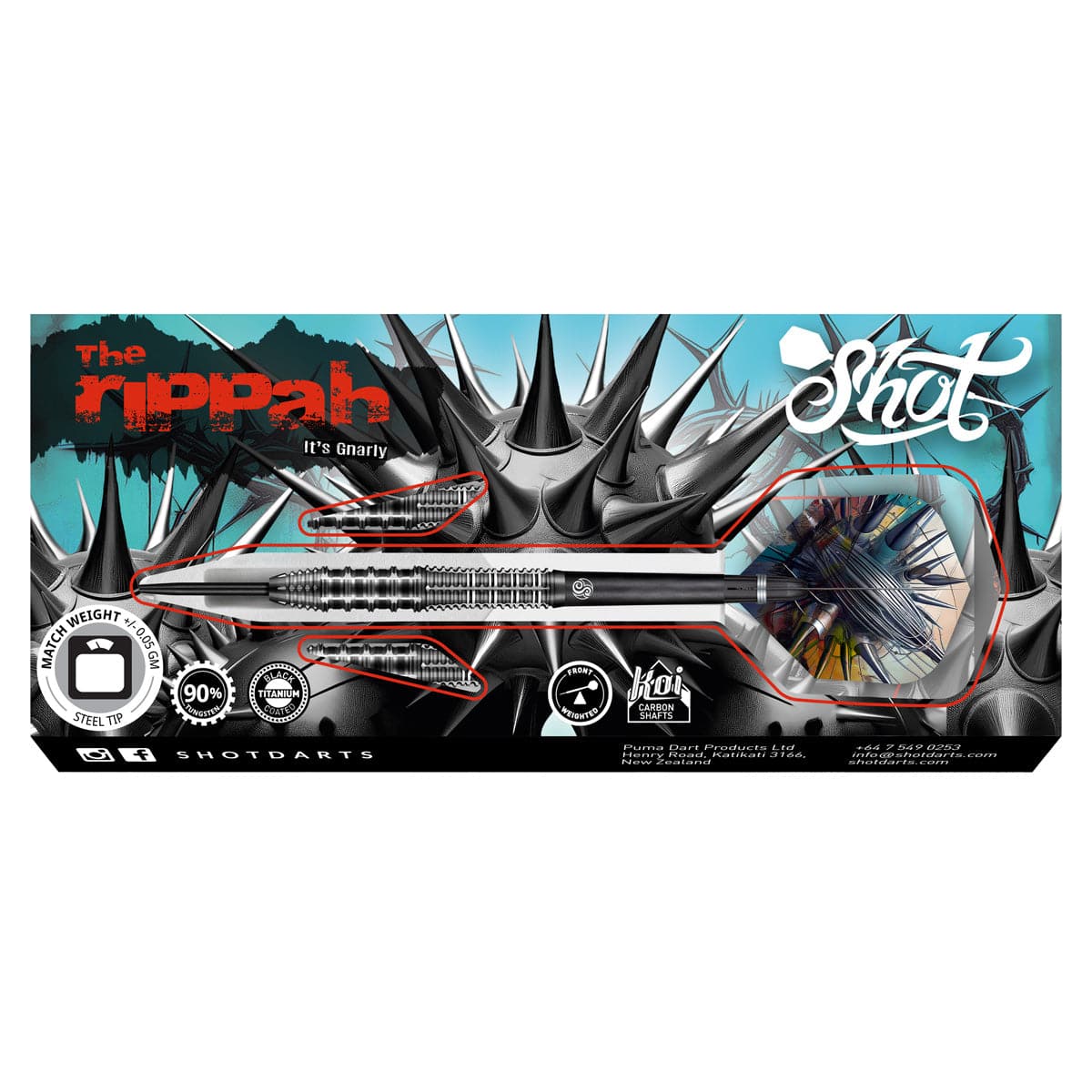 SHOT - Gnarly Rippah Steel Tip Darts - 90% Tungsten - 22g