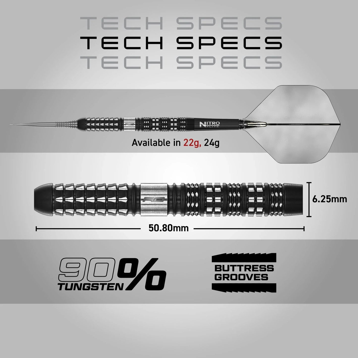 RED DRAGON - 22g RECON PARALLEL Darts - 90% Tungsten