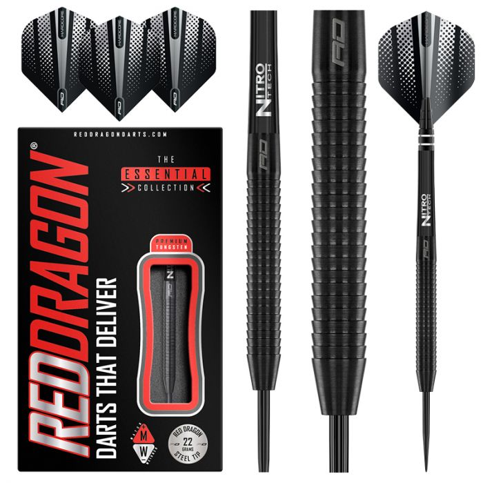 RED DRAGON - Razor Edge Black Darts - 85% Tungsten - 22g