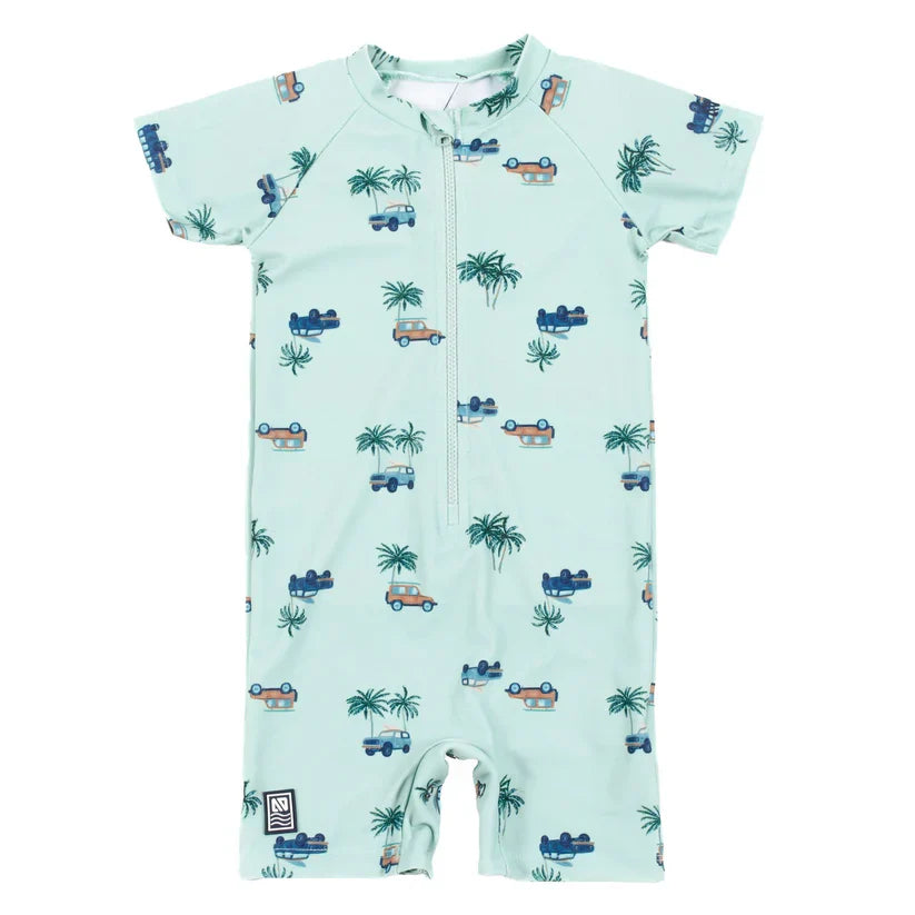 Boys' Green One-Piece Dermo-Protective Swimsuit