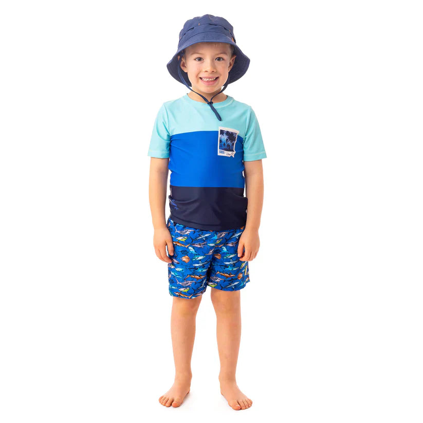 Blue Multi-Stripe UV Rash Guard Shirt - Select Size