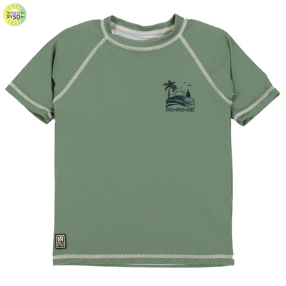 Green UV Rash Guard Swim Shirt & Swimsuit Set - Select Size