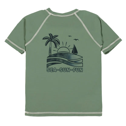 Green UV Rash Guard Swim Shirt & Swimsuit Set - Select Size
