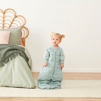 ergoPouch - Organic Winter Long Sleeved 2 in 1 Sleeping Suit Bag - Sage 2.5 TOG