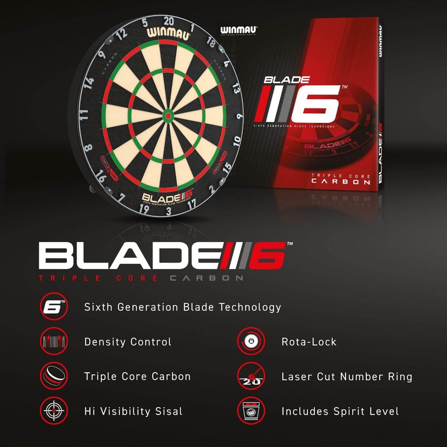 WINMAU - Blade 6 TRIPLE CORE Championship Dartboard - PDC Edition