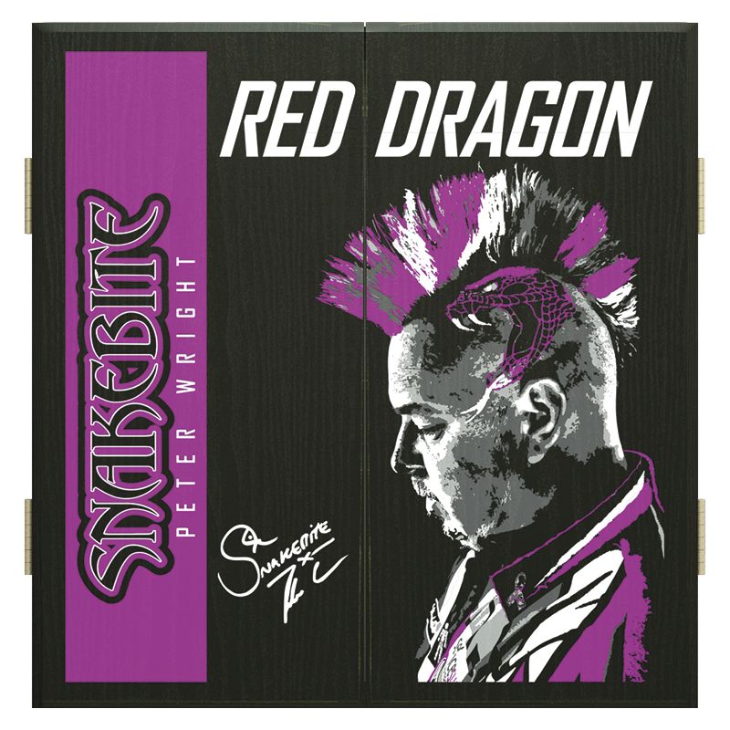 RED DRAGON - Peter Wright "SNAKEBITE" Deluxe Dartboard Cabinet