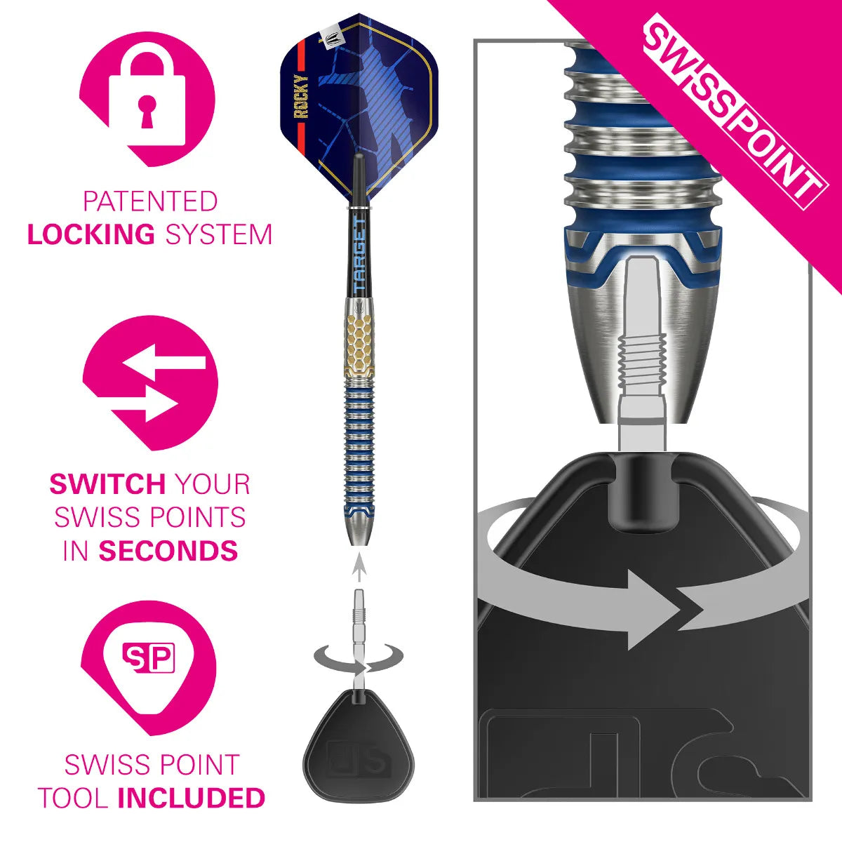 TARGET - 25g - JOSH ROCK G1 Swiss Point Darts - 90% Tungsten